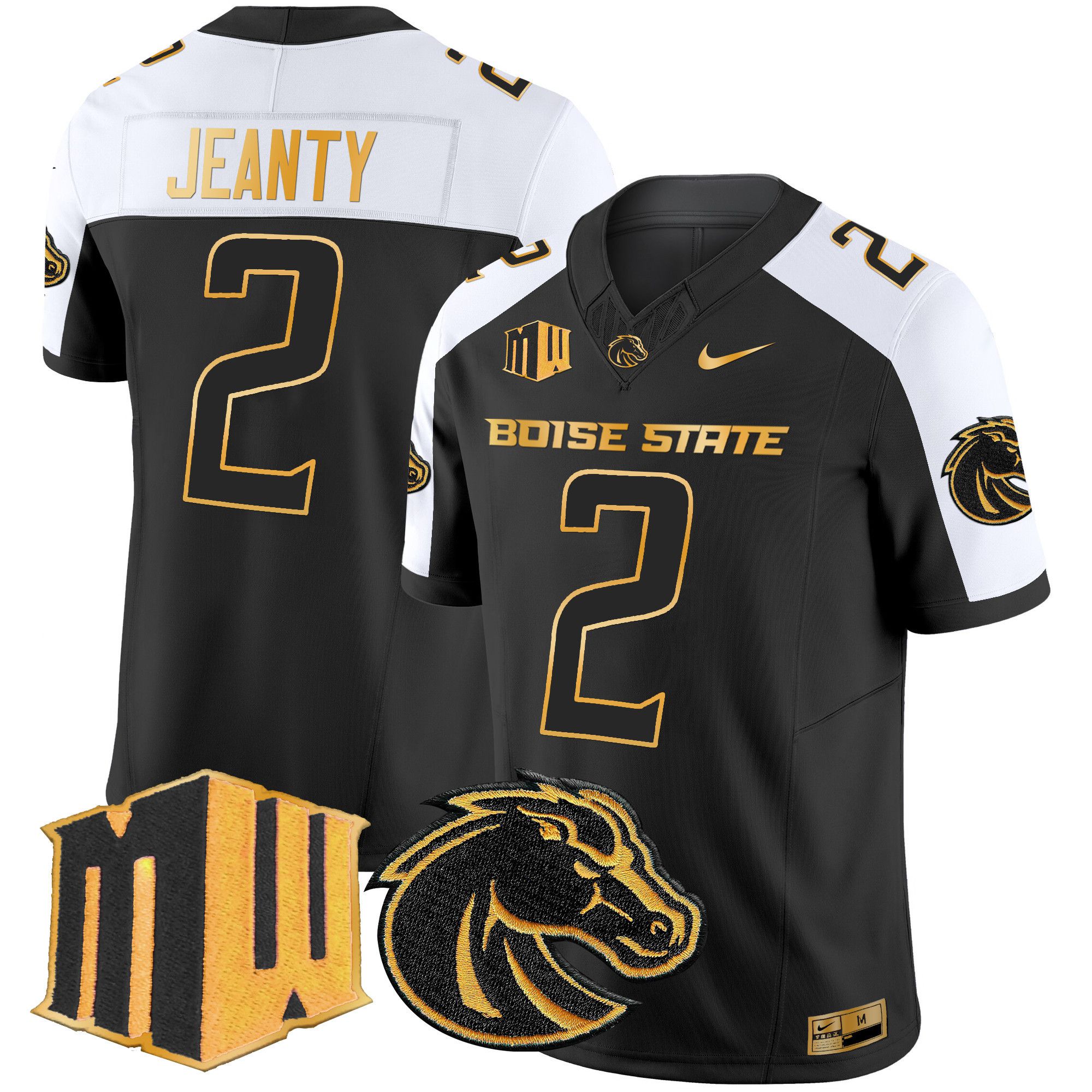 Men Boise State Broncos #2 Jeanty Black Nike 2024 Gold Vapor Limited NCAA Jersey style 2